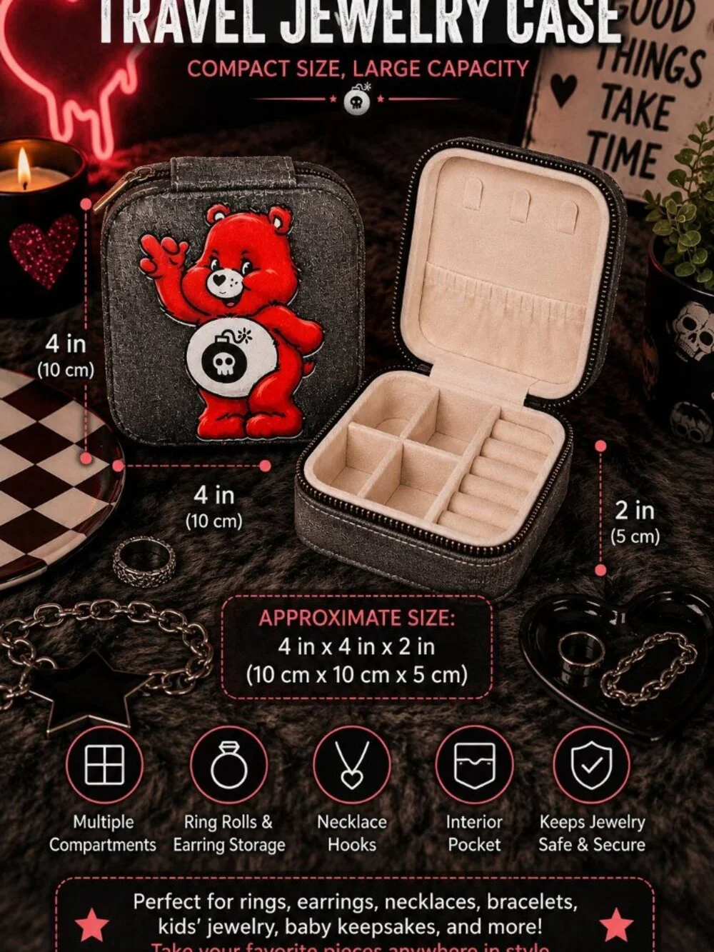 Swear Bear Travel Jewelry Case